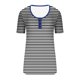thumbnail image 2 of Camisetas de Manga Corta para las Mujeres Rayas Impreso Botón Arriba Tee, Cuello Redondo Casual Tops de Algodón para las Mujeres, 2 of 3