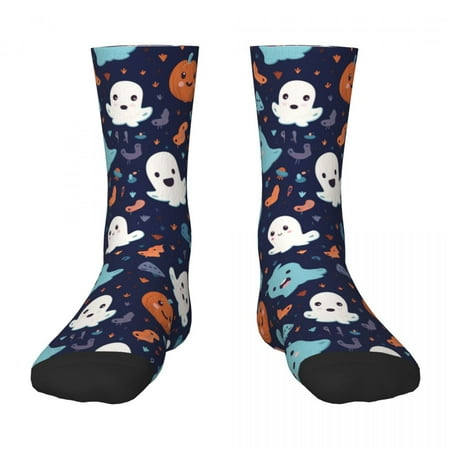 

Generic Children s Mid-Calf Socks (3D Printed) Halloween Ghosts Pattern 1 Black