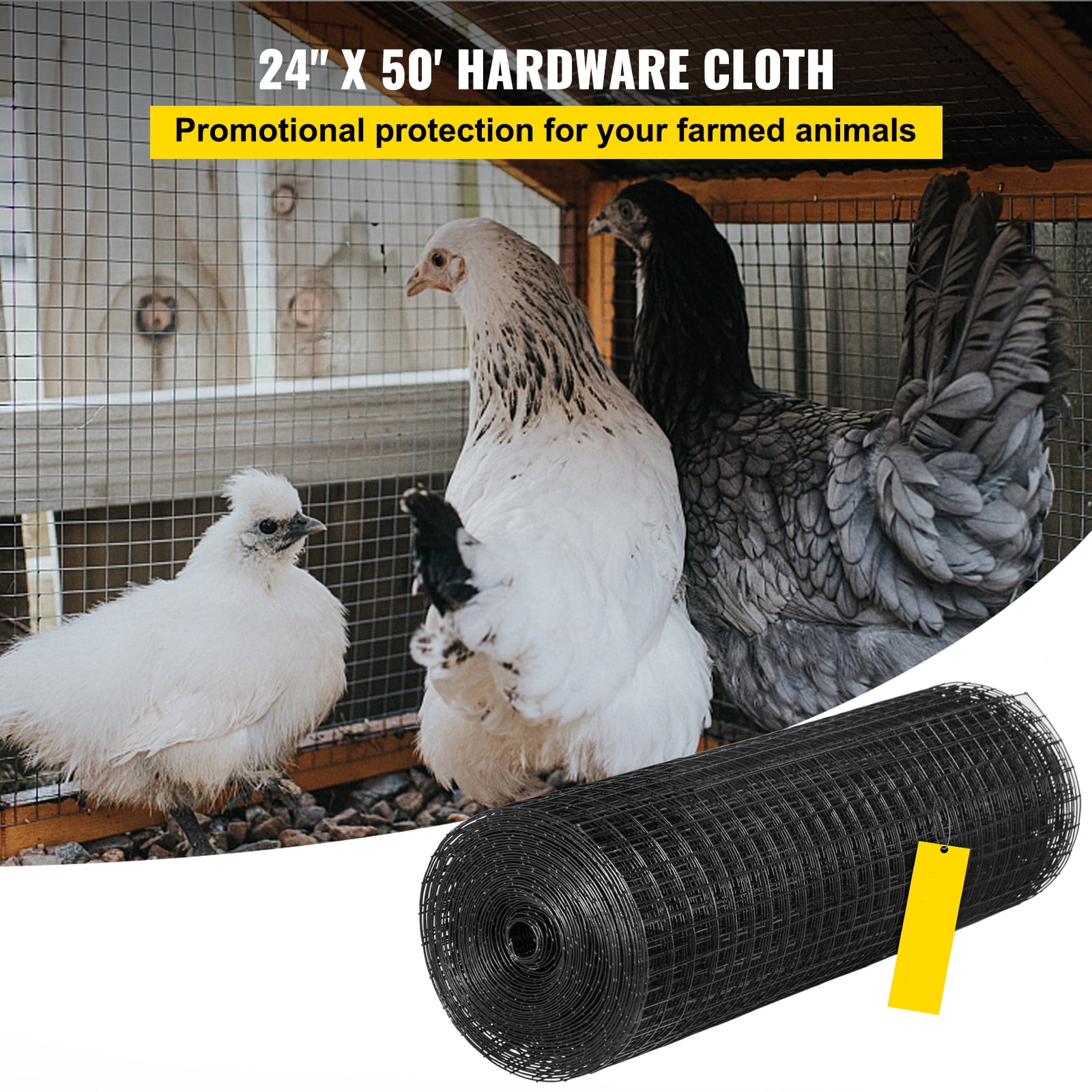 KFFKFF 24" x 50' Hardware Cloth, 1" x 1" Mesh, Galvanized Steel with Vinyl Coating, 16 Gauge Welded Wire, Includes Cutting Pliers and Fabric Gloves, Ideal for Garden Fences and Animal Enclosures