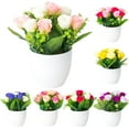 thumbnail image 1 of SPRING PARK Artificial Classic Rose Pattern Flowers Potted Fake Bonsai Plant for Home Office Table Decor, 1 of 7