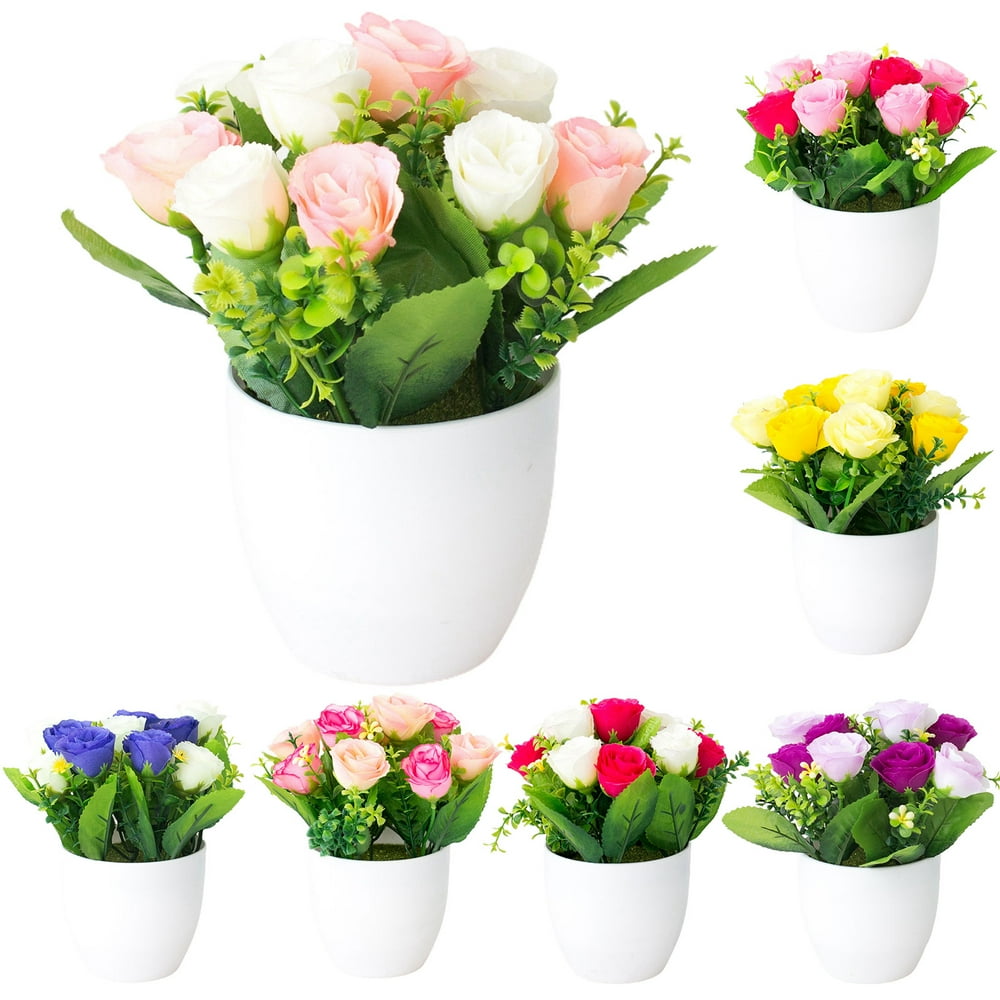 Windfall Artificial Flowers in Vase Decor Silk Rose Flower Arrangements