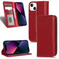 thumbnail image 1 of Dteck for iPhone 14 Plus Flip Leather Wallet Case with Card Slots Magnetic Kickstand Function Stylish Grid Pattern Shockproof Folding Case for iPhone 14 Plus,Winered, 1 of 8