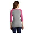 thumbnail image 2 of District Womens Perfect Tri 3/4-Sleeve Raglan T-Shirt Fuchsia Frost/ Grey Frost DM136L L, 2 of 3