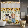 thumbnail image 5 of Dogs No Hooks Shower Curtain with Snap-in Liner Watercolor Spring White Yellow Daisy Sunfower Floral Leaf Linen Texture Shower Curtains for Bathroom, Waterproof, Easy Install, Washable 66"x72", 5 of 9