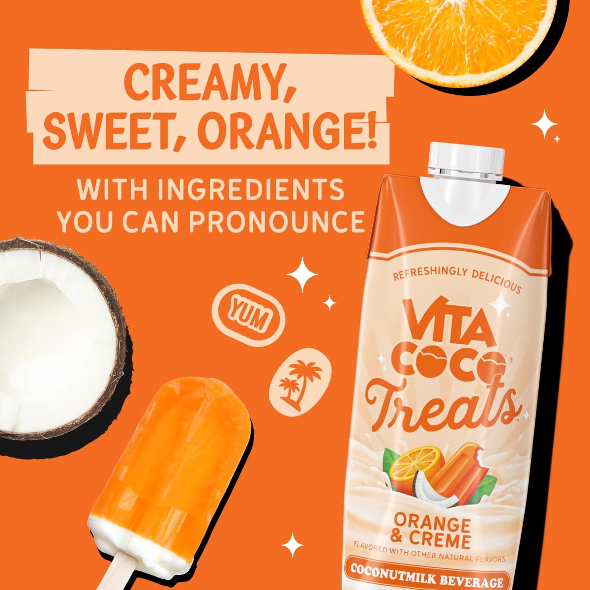 (5 pack) Vita Coco Treats Orange and Creme Coconut Milk Drink, 16.9 fl oz Box