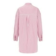 thumbnail image 4 of Fayshow0 Women's Smocked Cuffed Striped Boyfriend Shirt with Pocket Casual Collar Long Sleeve Blouse Tops for Pocket Shirred,Pink XL, 4 of 5