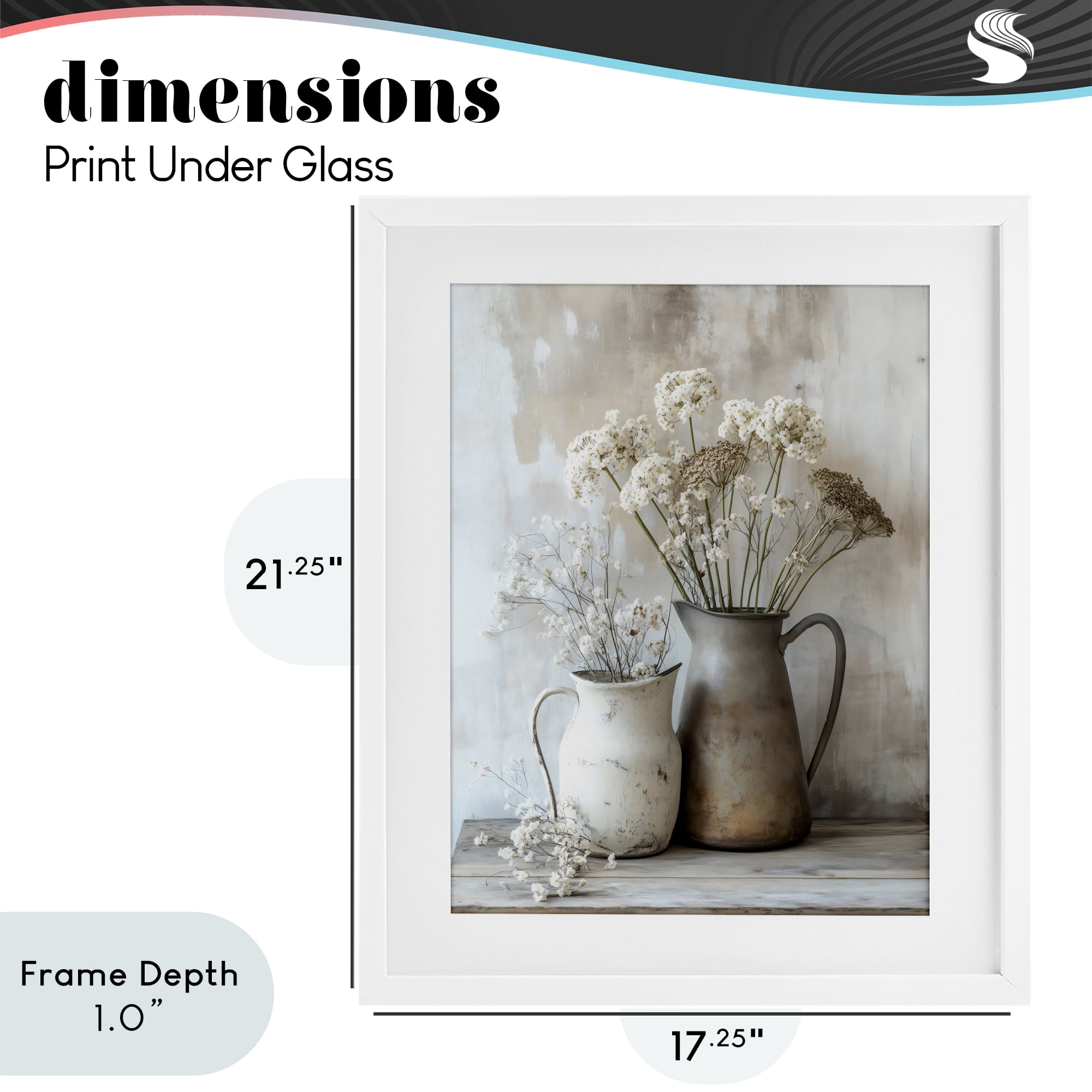 Stupell Industries Rustic Flower Arrangement in Pitchers White Framed Print Under Glass, design by Creative Studio