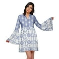 thumbnail image 5 of Moomaya Printed Women Mini Long Bell Sleeve Shift Dress Clothing Summer Wear, 5 of 6