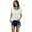 White, variant on Women's Button Detail Puff Sleeve Tee- Small,White