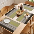 thumbnail image 5 of Sage Green Floral Placemats Set of 12 Modern Farmhouse Leaves Brown Striped Place Mats Indoor Wipeable Table Mats Washable Cloth Dining Table Placemats for Kitchen Holiday Party Home Decor 13x19 Inch, 5 of 9