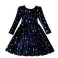thumbnail image 1 of Ketyyh-chn99 Robe de Noël pour Tout-Petits Robe de Noël pour Filles Robe à Manches Longues Robe à Imprimé d'Étoiles à la Mode Robe de Soirée Taille pour 5-6 Ans, Marine, 1 of 5