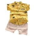 thumbnail image 1 of Hiiyo Infant Boys Clothes Outfits Short Sleeved Button Down Shirt Shorts Set Summer Clothing Set, 1 of 4
