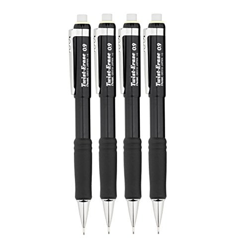 Pentel (QE519A Twist-Erase III Mechanical Pencil 0.9mm Black Barrel, 4 Pack