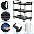 thumbnail image 5 of Service Cart, 3 Tier Heavy Duty Rolling Utility Cart Portable Trolley with Lockable Wheels, 5 of 9