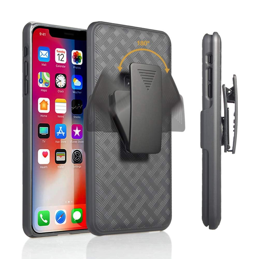 iPhone XR Holster Case, Slim Protective Belt Clip Slider Case Shell
