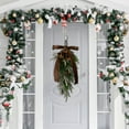 thumbnail image 7 of Elegant Green Brown Bow Greenery Front Door Wreath for Festive Seasonal Christmas Decoration Welcome Home Hanging Ornament, 7 of 7