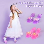 HopeRock Girl Dress up Princess Set, Mermaid Toys for Girls Ages 3-6 Years, Halloween Costume, Include Jewelry, Crown and Shoes, Princess Pretend Play Toy Gift for 2 3 4 5 6 Year Old Girls.