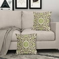 thumbnail image 3 of Brown Green Boho Pillow Covers 20x20 Inch Bohemian Ethnic Carpet Style Vintage Flower Print Decorative Throw Pillows Outdoor Linen Square Cushion Case Farmhouse Decor for Sofa Bed Set of 2, 3 of 6