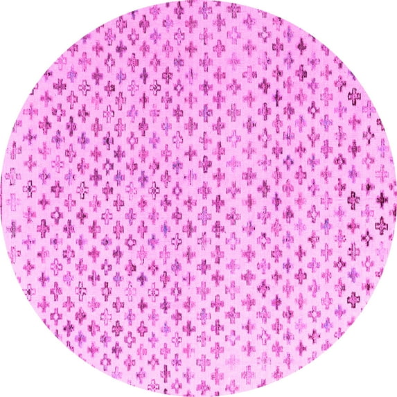Ahgly Company Indoor Round Abstract Pink Modern Area Rugs, 6' Round