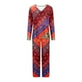 thumbnail image 4 of ZHUGeLI Pajamas For Women Two Piece Set Comfy Long Sleeve Loungewear Casual Striped V Neck Sleepwear 2 Piece Lounge Sets, 4 of 5