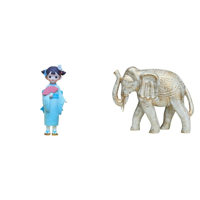 Muñeca Geisha Japonesa,Muñeca geisha con kimono japonés,adorno tradicional,Estatuilla de resina artesanal,decoración étnica folclórica,Figura de elefante,Escultura rústica de elefante
