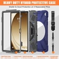 thumbnail image 2 of Dteck Rugged Case for Samsung Galaxy Tab A9 Plus 11 Inch (SM-X210/X215/X216/X218), Shockproof Built-in Screen Protector Heavy Duty Full-Body Case Rotating Stand Cover with Hand/Shoulder Strap,Navyblue, 2 of 10