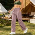 thumbnail image 7 of hotojiny Womens Hiking Pants Lightweight Quick Dry Travel Golf Cargo Pants Loose Fit Elastic Waist Drawstring Sweatpants with Pockets, 7 of 7
