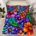 thumbnail image 2 of Manfei Country Floral Bed Sheets,Rustic Botanical King Sheets,Purple Orange Flowers Sheet Set For Kids,Breathable Home Decor,4 Pieces, 2 of 7