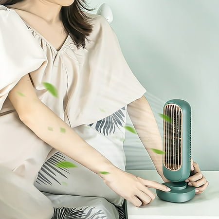 

Mini Fan New Retro Twin Leaf Tower Fan Office Desktop Fan Vertical Portable Charging USB Small Fan