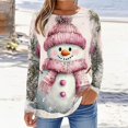 thumbnail image 4 of Garbnen S-5XL Christmas Womens Long Sleeve Shirts Funny Snowman Womens Graphic T Shirt Plus Size Holiday Pullover Shirts for Women L, 4 of 6