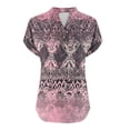 thumbnail image 5 of Mceream Womens Short Sleeve Henley Tops Cotton Loose Fit Linen V Neck Dressy Casual Blouses Print Button Down Shirt Summer Outfits Vacation Fashion Clothes Pink XL, 5 of 5