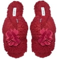 thumbnail image 2 of Cute Plush Cozy Sherpa Shearling Thong Slide Womens Flip Flops Flower Slippers (US 7-8, Wine), 2 of 5