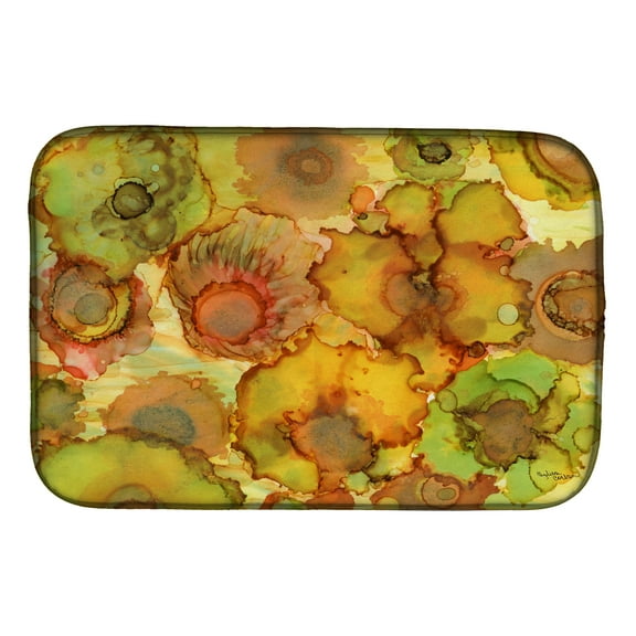 Abstract Flowers in Yellows and Oranges Dish Drying Mat