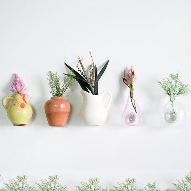 HCBY Refrigerator Stickers with Strong Adhesion - Mini Ceramic Vase Designs, 5-Piece Set, For Metal Surfaces Only, Tempered Glass Warning Included