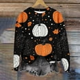 thumbnail image 5 of Neewe Sweatshirts for Women Crewneck Long Sleeve Loose Fit Tops Halloween Trim Pumpkin Cute Fashion 2025, 5 of 5