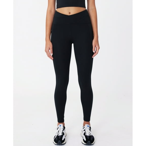 Cotton On Body Womens Ultra Soft Cross Over Full Length Tight Pants Black XL