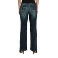 thumbnail image 2 of Miss Halladay Women's Stretch Denim Flare Jeans Dark Blue Whisker Wash, 2 of 3