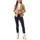 thumbnail image 2 of Blazer de drapeado de ante sintético para mujer INSPIRE CHIC, con cuello, mangas largas y abertura frontal, talla XL, color caqui, 2 of 6