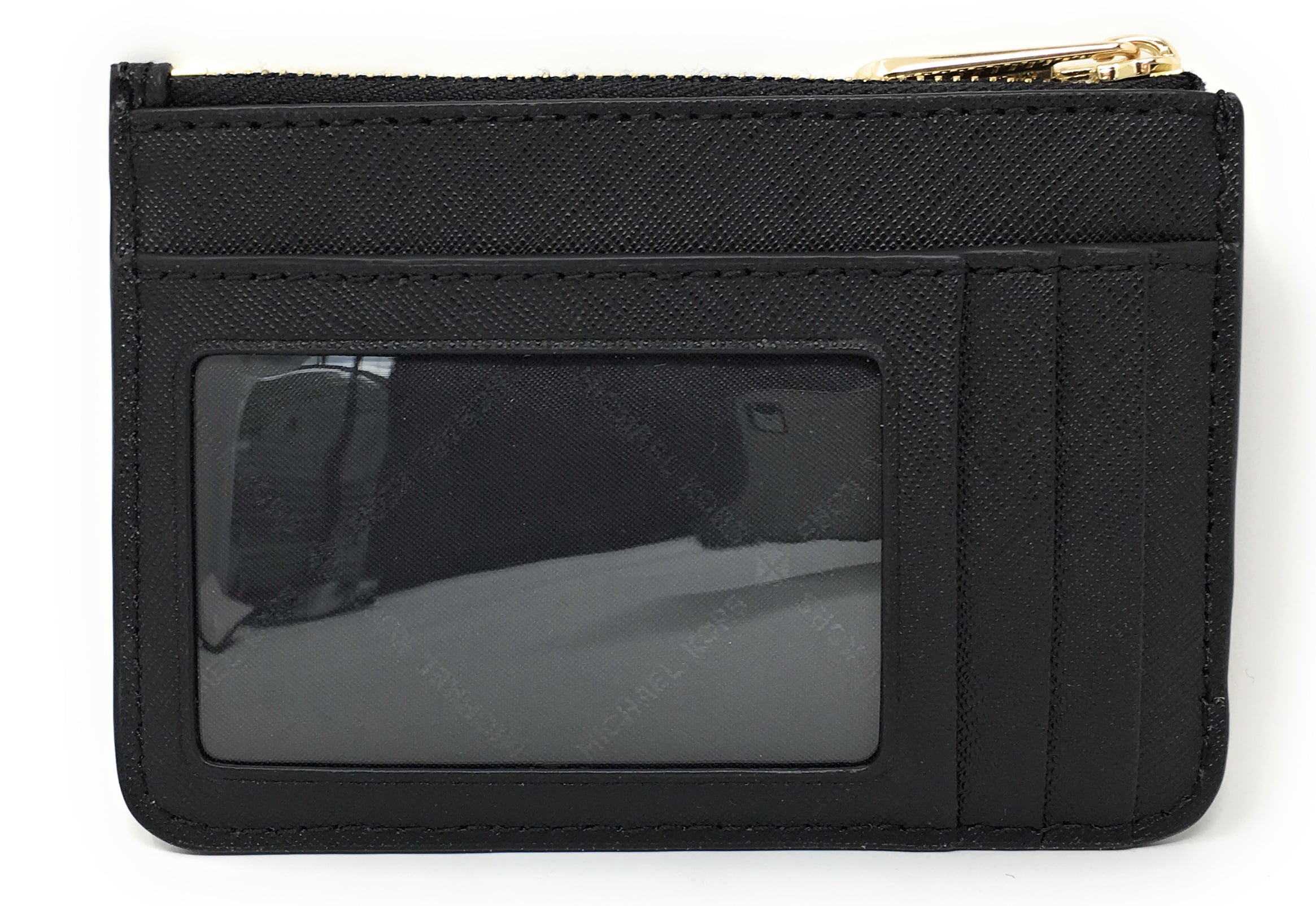 Michael Kors Jet Set Travel Small Top Zip Coin Pouch with ID Holder in  Saffiano Leather (Black with Gold Hardware) at  Women's Clothing store