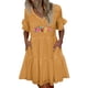 thumbnail image 2 of ICHUANYI Clearance Women's Summer Casual Floral Print Casual Short Sleeve V-Neck Pocket Sundress Dress(Yellow, XL) ICHUANYI WER2023080908047, 2 of 6
