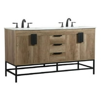 Elegant Decor Eugene 60" Aluminum Alloy & MDF Double Bathroom Vanity in Oak