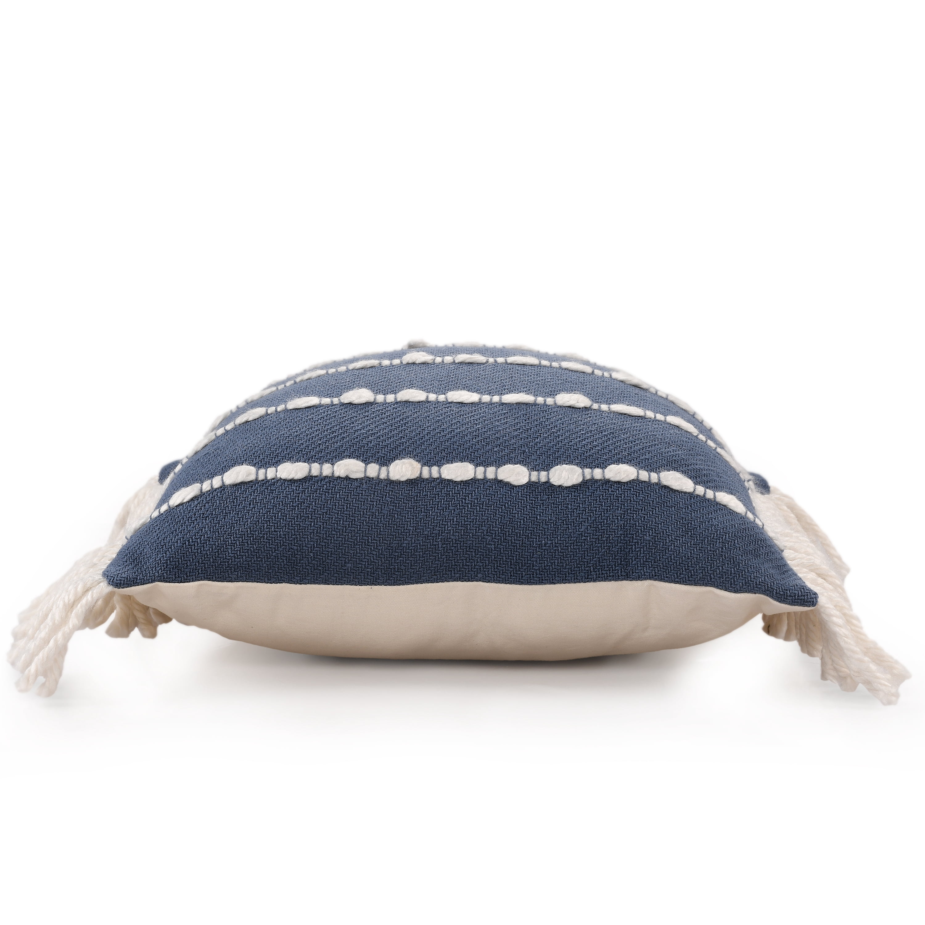 Harlow Hill Eva 20" x 20" Navy/Ivory Striped Cotton Blend Adult Decorative Throw Pillow Cover