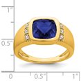 thumbnail image 3 of 14K Yellow Gold Created Sapphire And Diamond Mens Ringsize 10 (Width 2.1 To 11.3) - Jbsp, 3 of 5