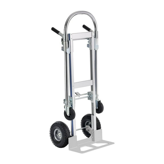 Heavy-Duty 2-in-1 Aluminum Hand Truck & Platform Dolly, 800 lbs Capacity - Convertible Folding Industrial Utility Cart with All-Terrain Rubber Wheels