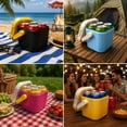 thumbnail image 7 of Retro Mini Cooler for 4 Cans, Vintage Mini Fridge Beverage Cooler, Drink Cooler for Beach, Parties & Picnics, Portable Cooler Box for 12 Oz & 16 Oz Tall Cans, 7 of 7