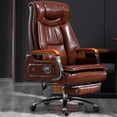 thumbnail image 2 of Leather Editor Office Chairs Swivel Massage Wooden Floor Rolling Armchairs Executive Working Mobile Chaises Office Furniture My Lux Decor Round, 2 of 30