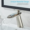 thumbnail image 2 of Wovier Brushed Nickel Waterfall Bathroom Sink Faucet with Supply Hose,Single Handle Single Hole Lavatory Faucet,Slanted Body Basin Mixer Tap Commercial, 2 of 7