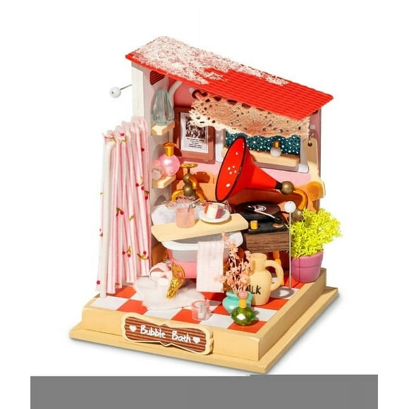 DIY Taste Life Kitchen Doll House with Furniture Children Adult Miniature Dollhouse Bubble Bath Wooden Kits Toy Gift DS