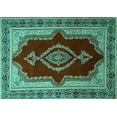 thumbnail image 1 of Ahgly Company Machine Washable Indoor Rectangle Persian Turquoise Blue Traditional Area Rugs, 3' x 5', 1 of 4