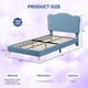 thumbnail image 3 of QinaQin Cama individual infantil con cabecera ondulada, tapizado de terciopelo y listones de madera resistentes, diseño de plataforma que no requiere box spring, 3 of 8